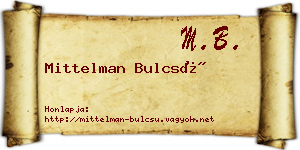 Mittelman Bulcsú névjegykártya